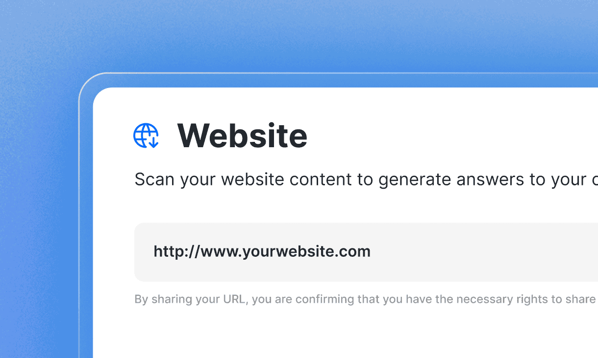 Website section of the Knowledge hub, scanning site pages to train the AI agent