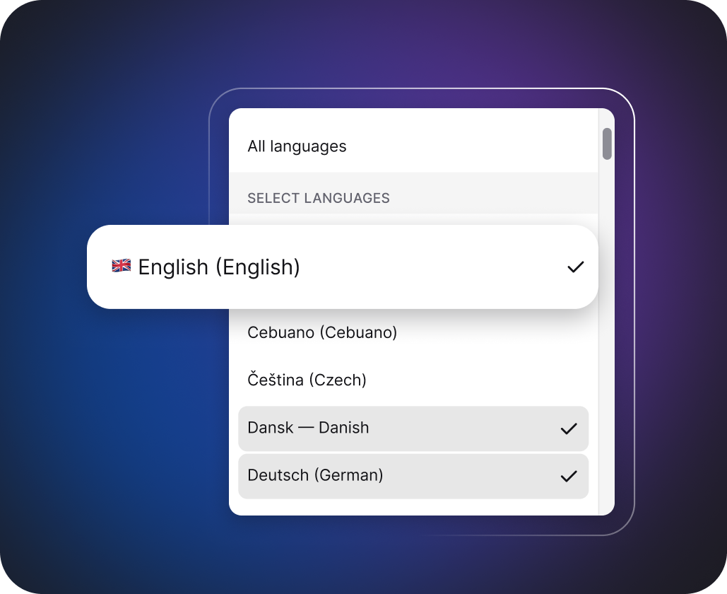 Language control section in ChatBot.com showing content moderation settings.