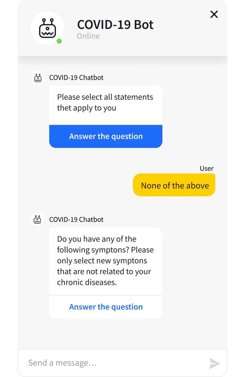 Covid-19 Risk Assessment Template - ready-tu-use ChatBot.com template widget