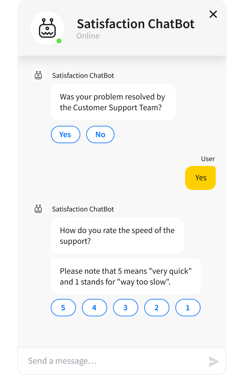 Customer Satisfaction Template - ready-tu-use ChatBot.com template widget