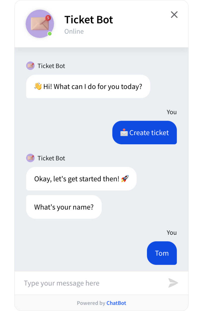 Create HelpDesk.com Tickets - ready-tu-use ChatBot.com template widget