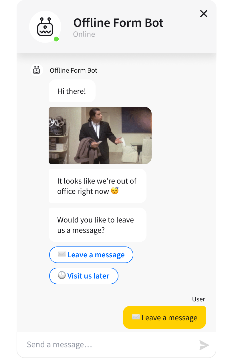 Offline Form Template - ready-tu-use ChatBot.com template widget