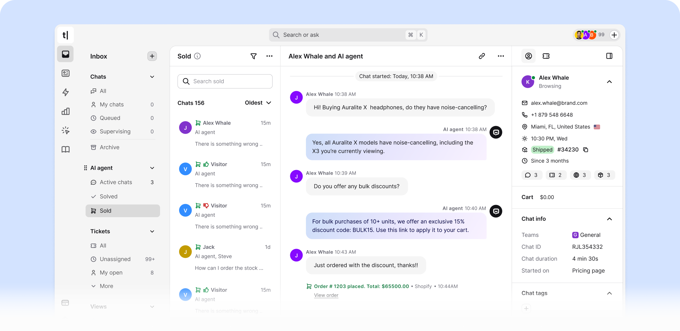 ChatBot.com AI agent workspace for education and student support conversations