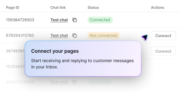 One-click Messenger integration – connect Facebook pages to ChatBot.com
