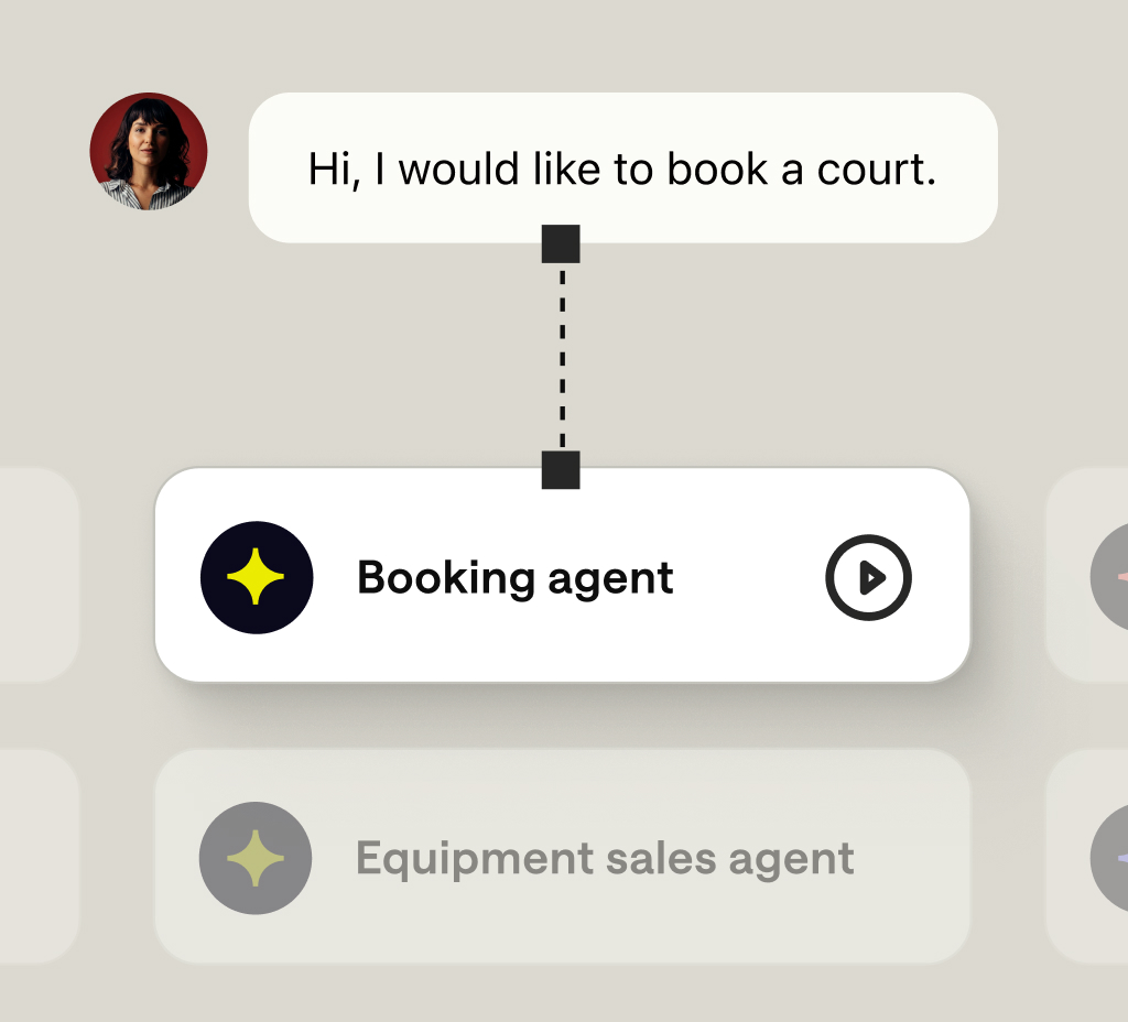 A customer question in chat being matched to the right AI Agent before any ticket is opened