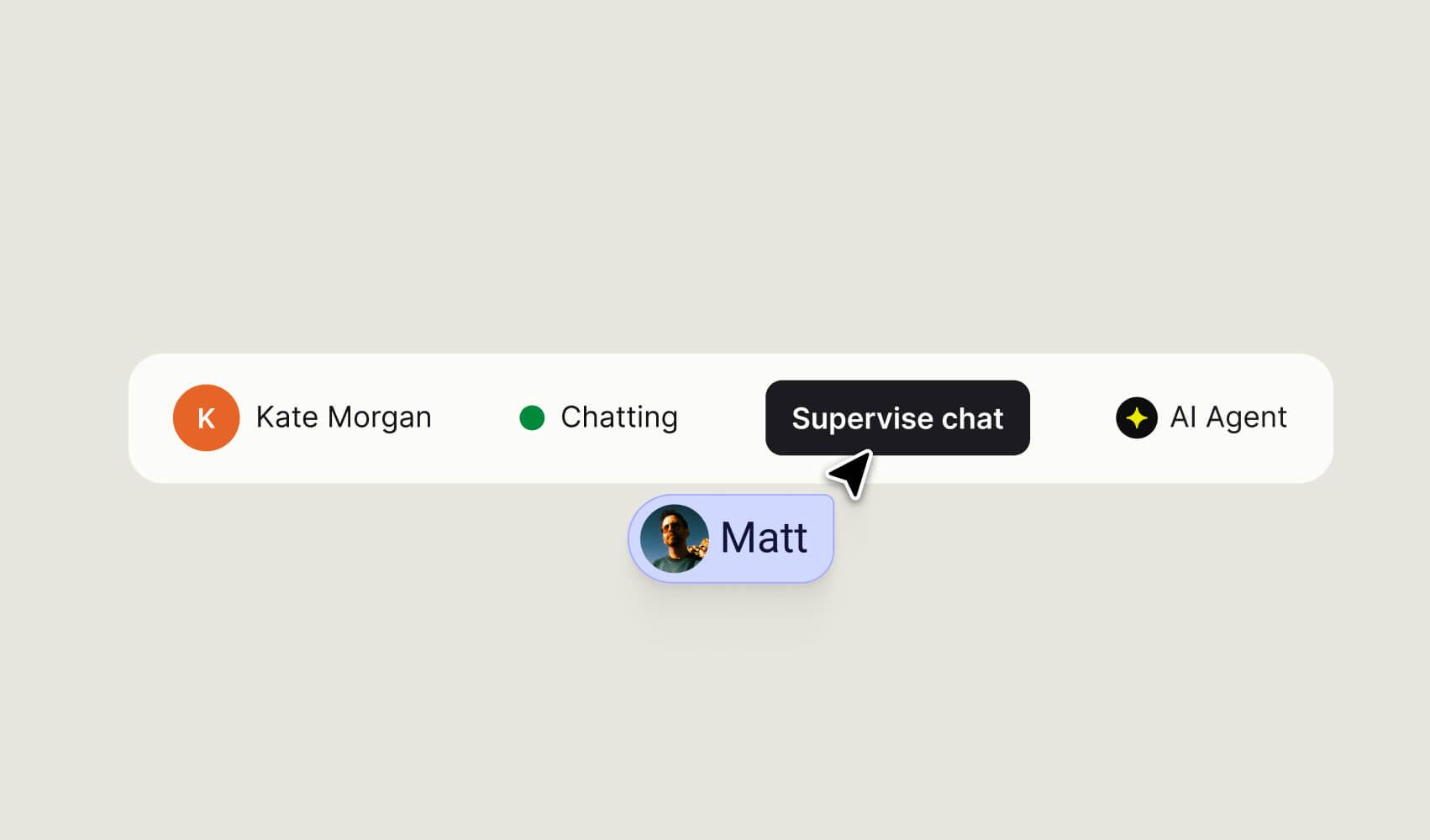 A teammate supervising a live AI Agent conversation in Text