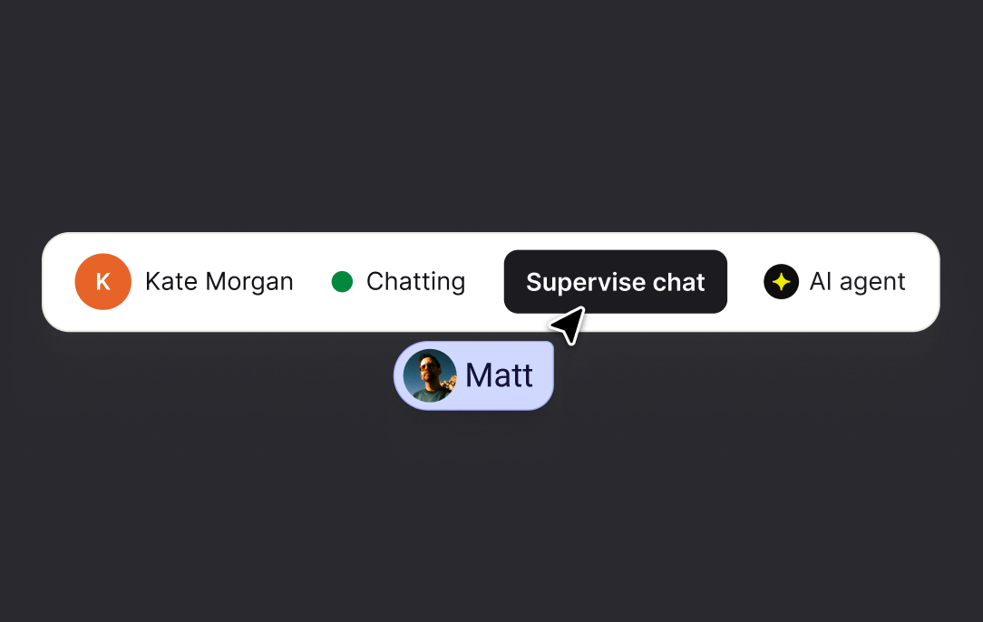 Text AI agent conversation with a teammate supervision option