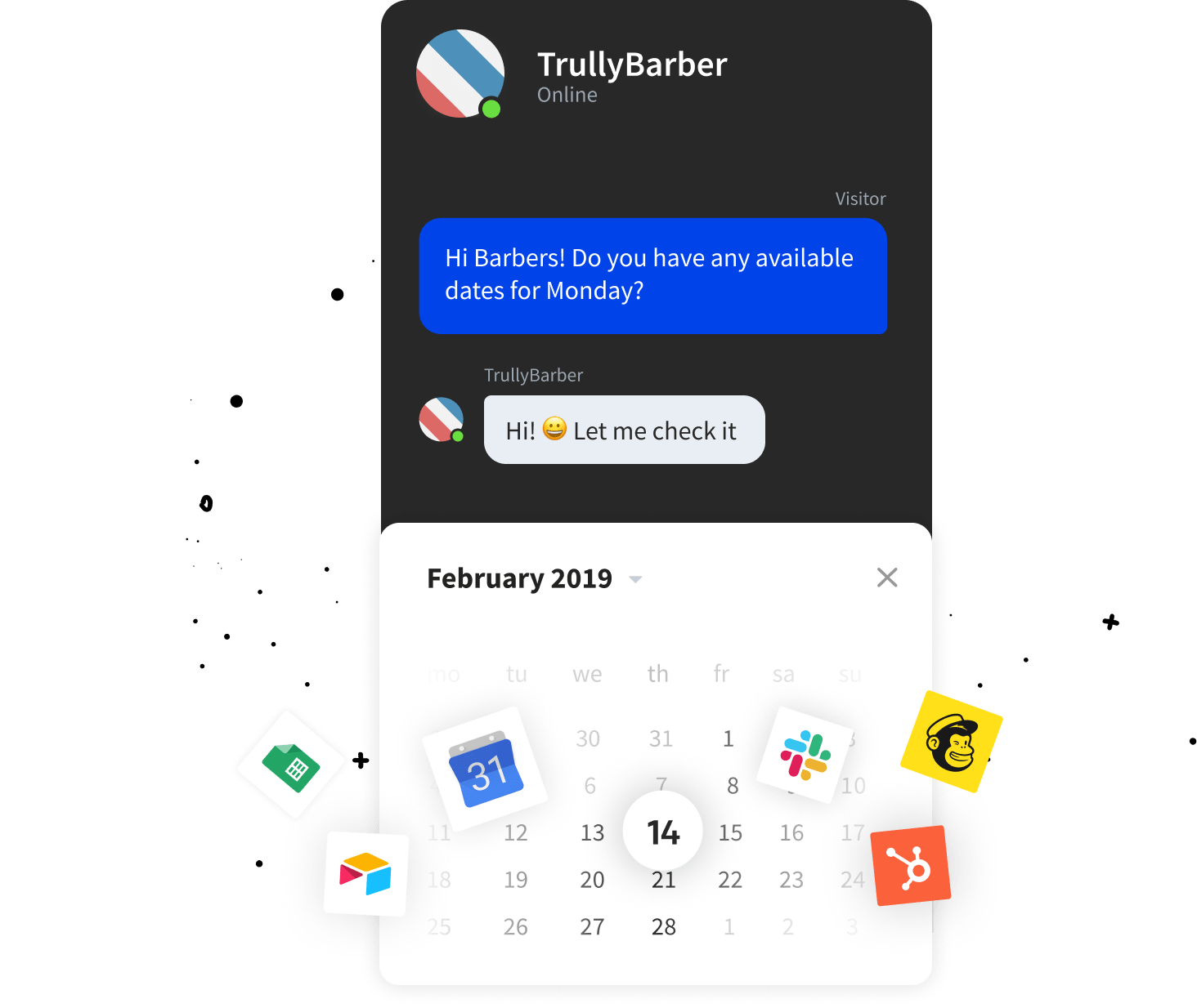 ChatBot integration with Zapier and Google Calendar