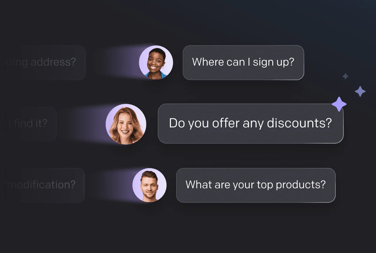 Customers asking where to sign up, whether discounts are available, and which products to choose.
